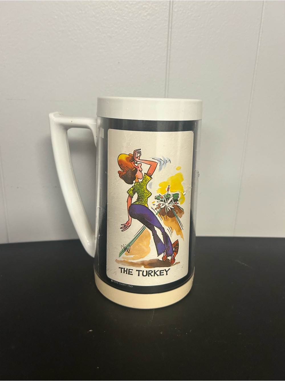 Vintage Thermo-Serv plastic insulated mug BOWLING The Turkey